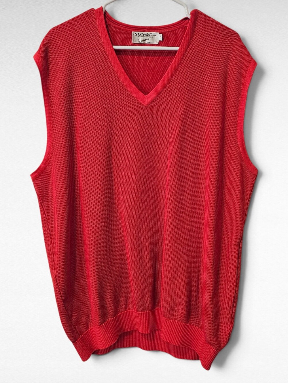 St Croix Knits Norman's Menswear V Neck Vest Orange Size XL